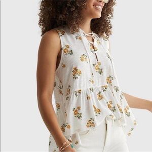 LUCKY BRAND Sleeveless Peplum Floral Tank Top – Size Small